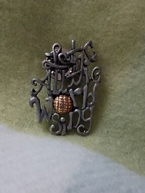 Vintage Script Music Notes Pin with Gold Accent